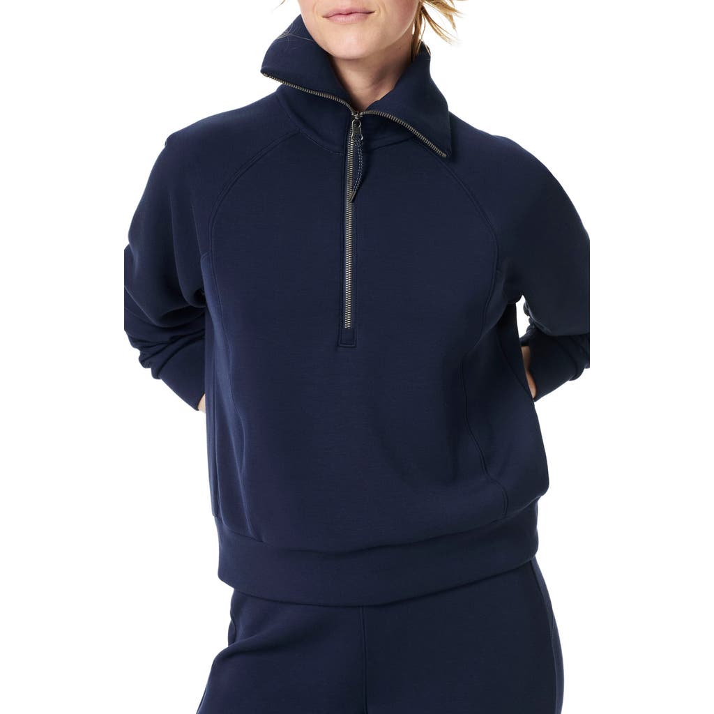 Spanx Airessentials Half Zip Sweatshirt In Timeless Navy