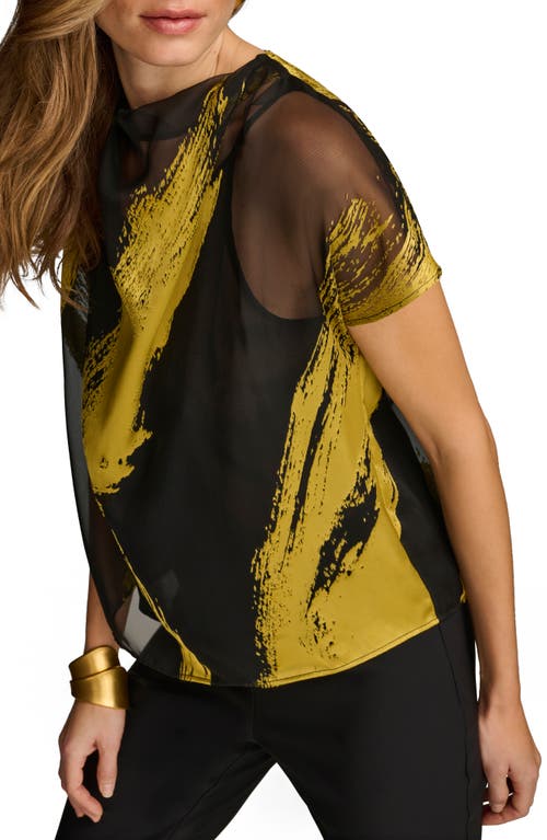 Shop Donna Karan New York Extended Shoulder Top In Black/gold