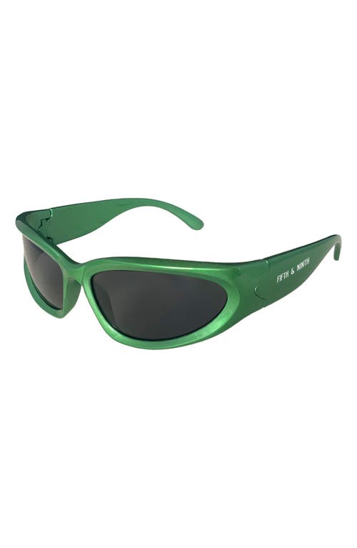 Fifth & Ninth Racer 72mm Polarized Wraparound Sunglasses In Green/black