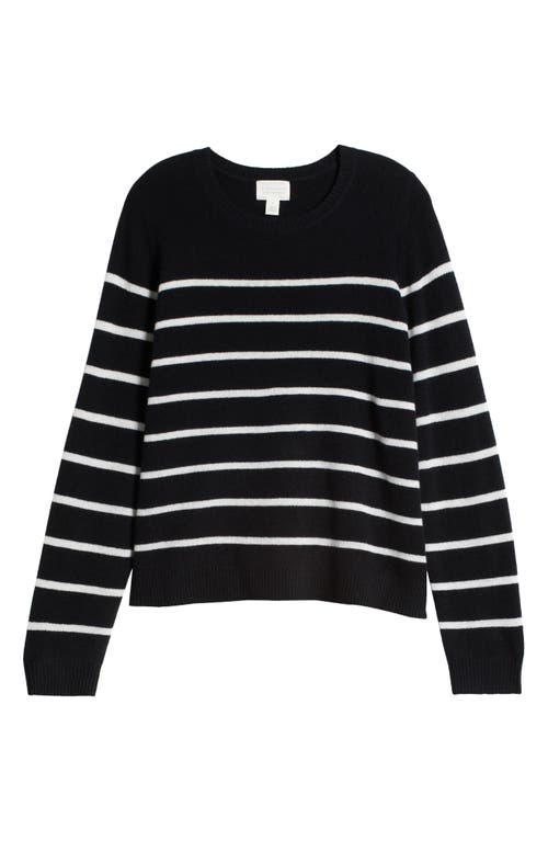 Shop Caslonr Caslon(r) Stripe Crewneck Cashmere Sweater In Black Rock