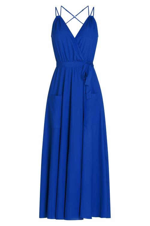 Valimare Amelia Maxi Wrap Crepe De Chine Cover-up Dress In Blue