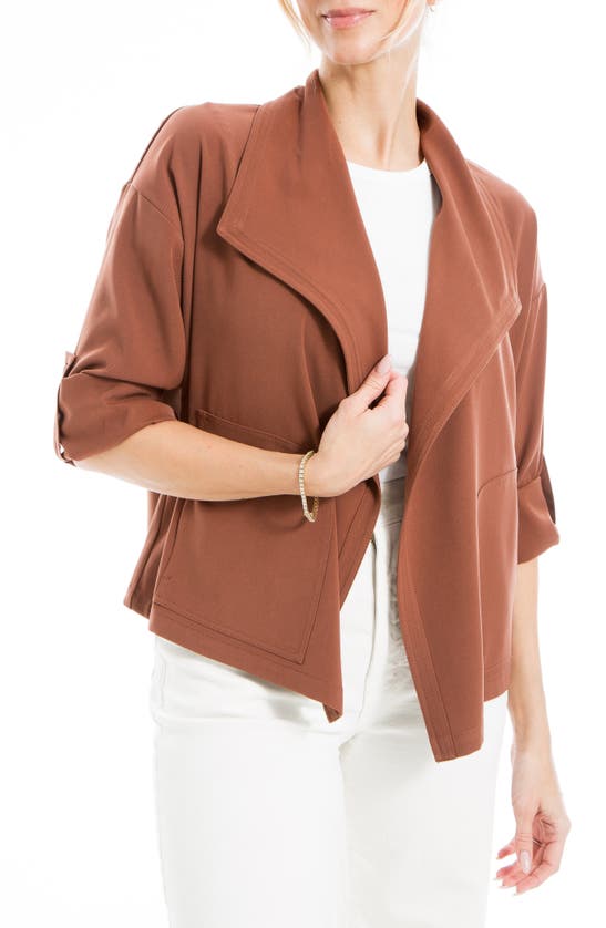 MAX STUDIO MAX STUDIO TWILL DRAPE FRONT SHORT JACKET