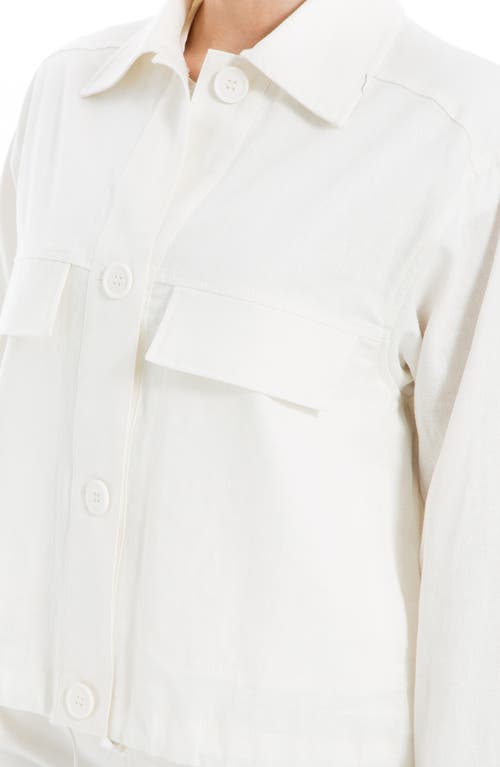 Shop Max Studio Linen & Cotton Utility Jacket In White