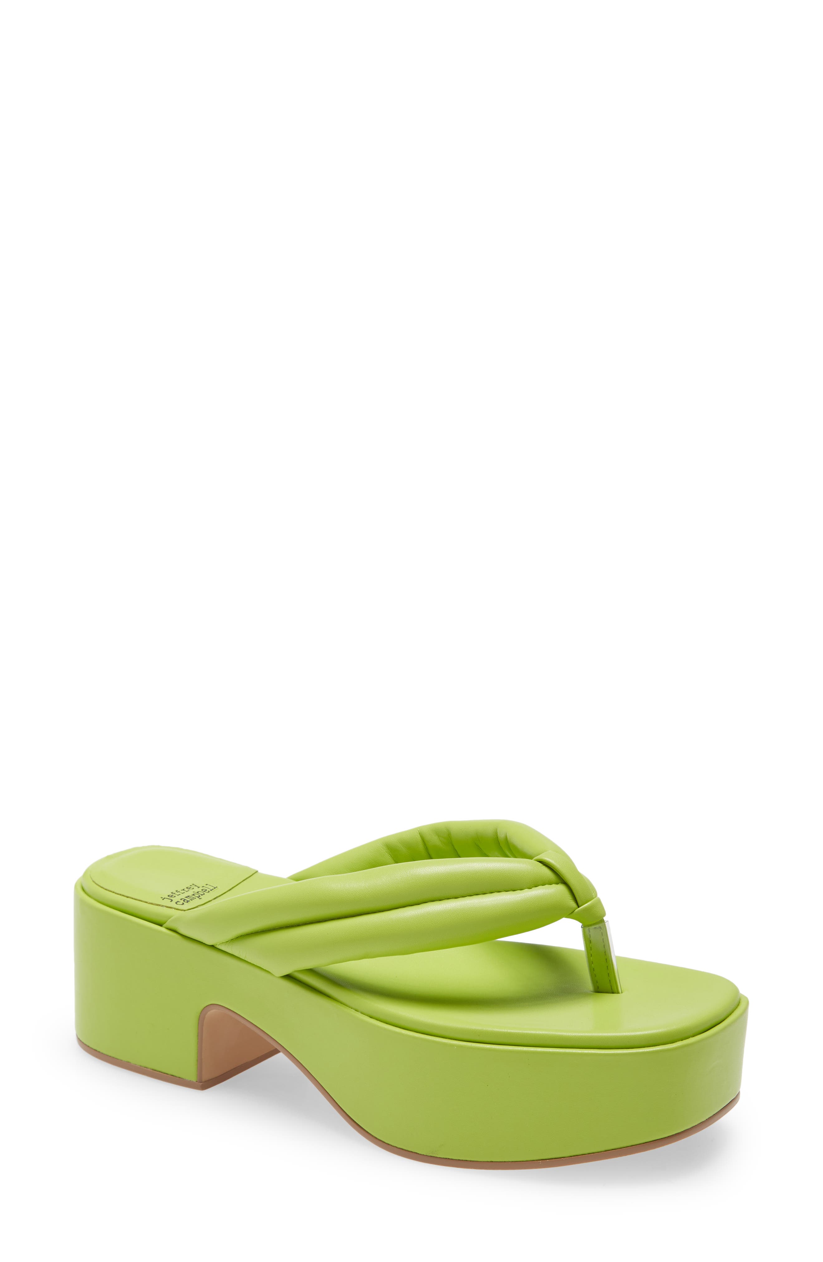 platform green flip flops