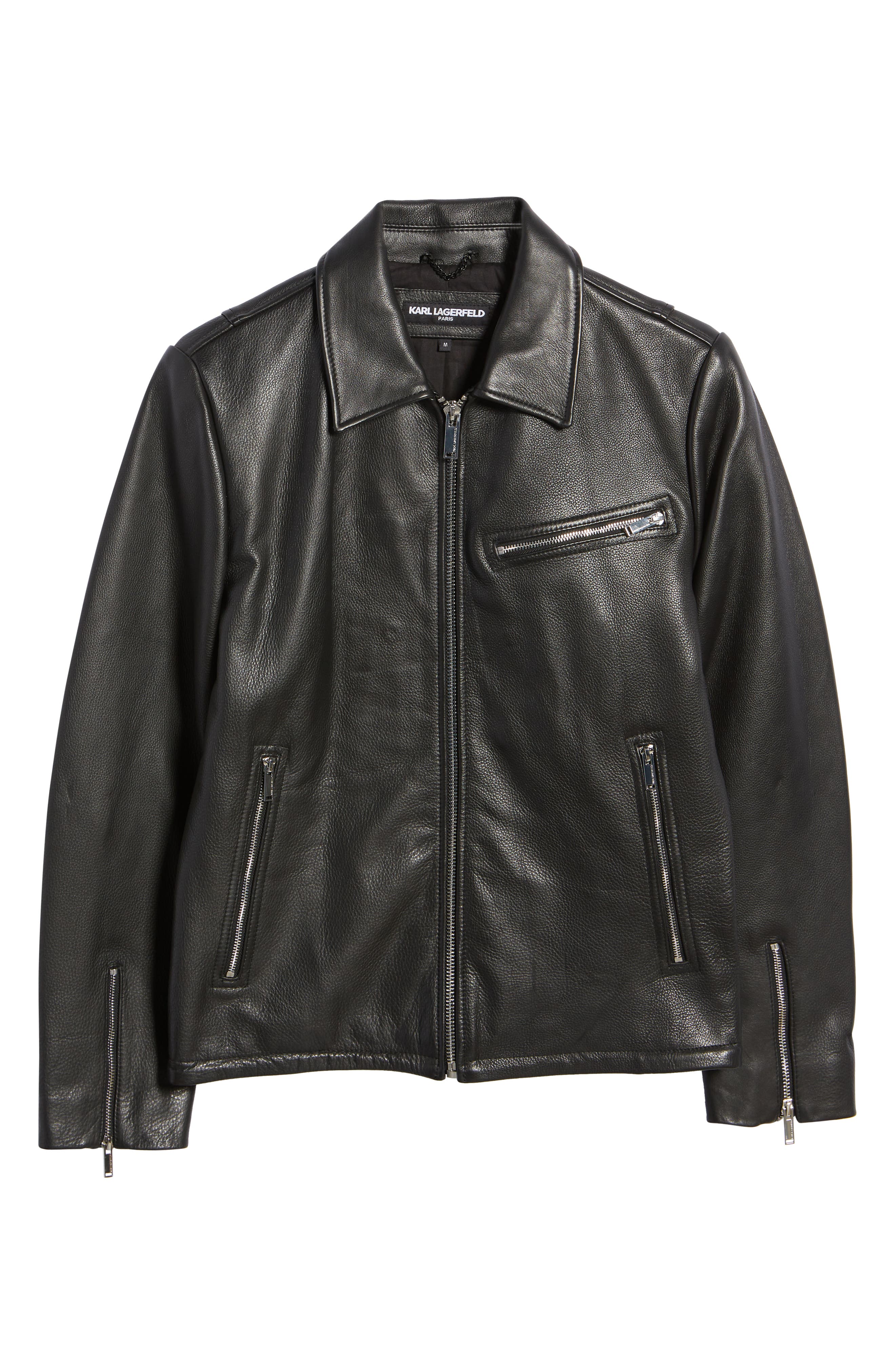 Stuwkracht Onderhandelen verdrietig Karl Lagerfeld Paris Shirt Collar Leather Jacket | Smart Closet
