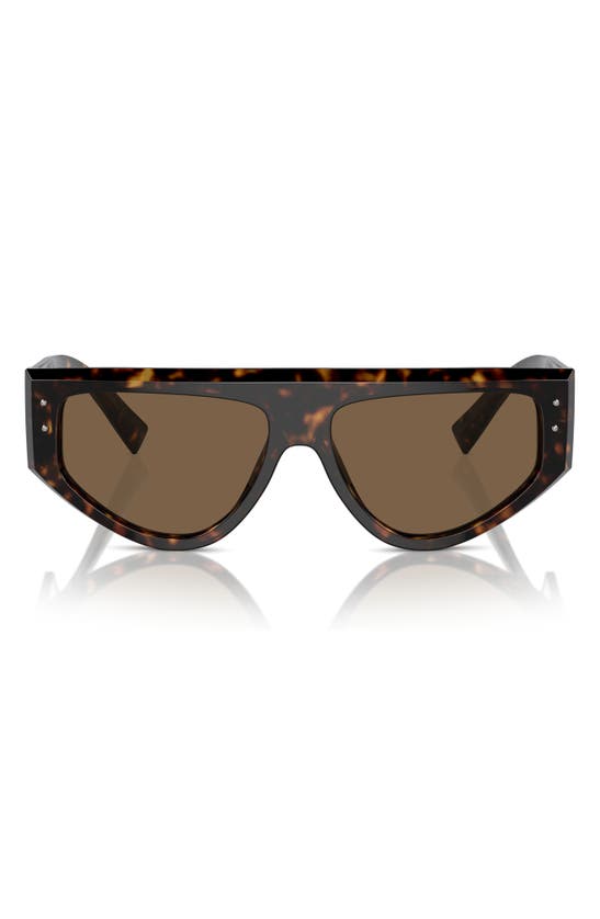 Shop Dolce & Gabbana 57mm Rectangular Sunglasses In Havana