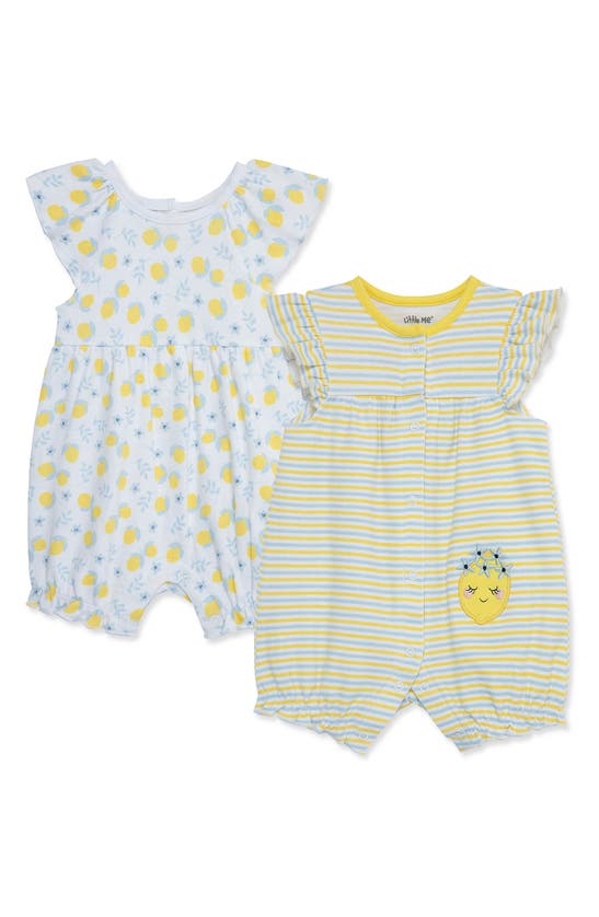 Little Me Babies' Lemons Set Of 2 Rompers In Yellow