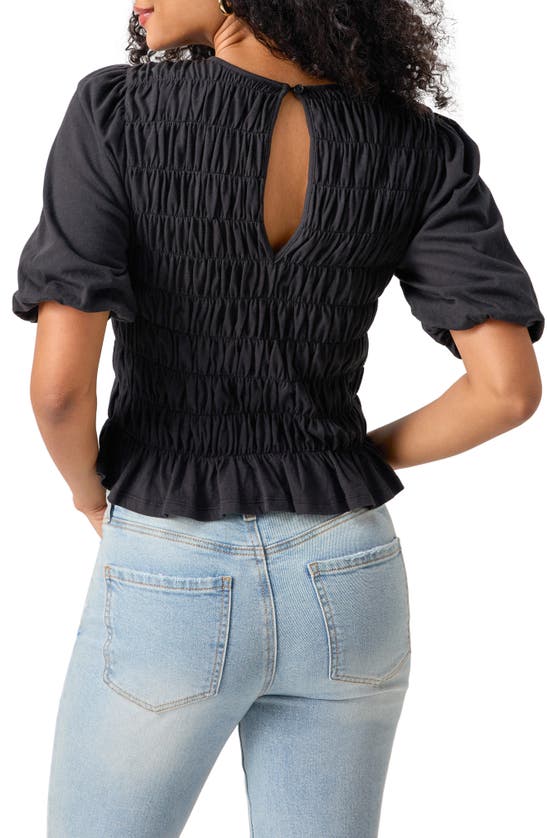 Shop Sanctuary Together Again Shirred Puff Sleeve Top In Black