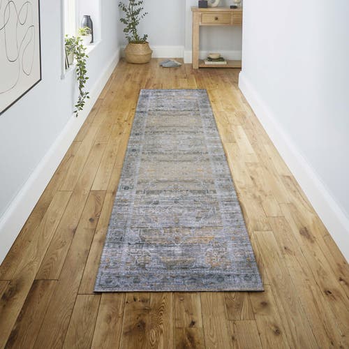 Jonathan Y Alanya Ornate Medallion Machine-washable Area Rug In Gray/mustard