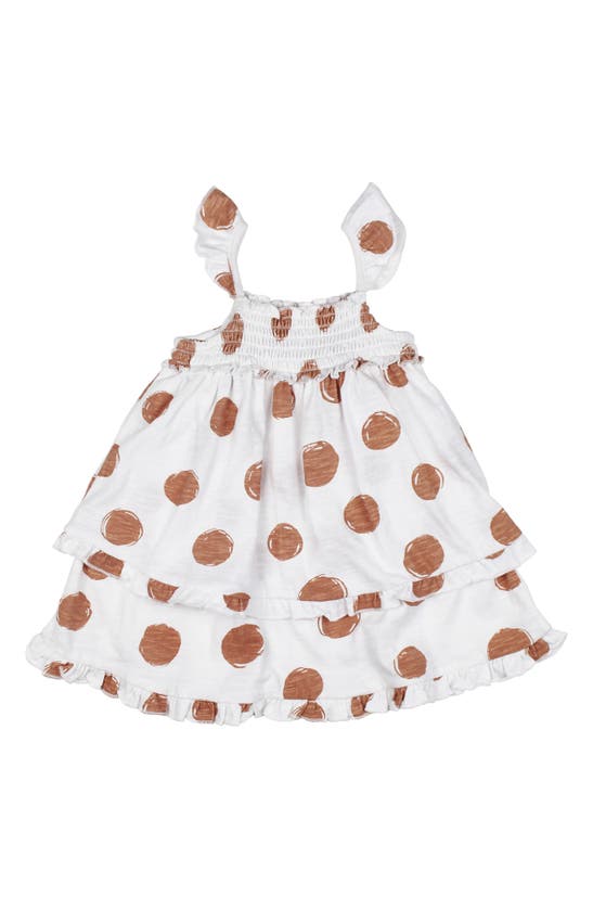 L'ovedbaby Babies' Smocked Slub Organic Cotton Jersey Dress In Adobe Dot