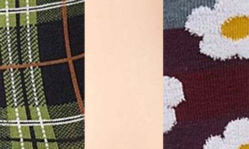 Memoi Assorted 3-pack Crew Socks In Beige