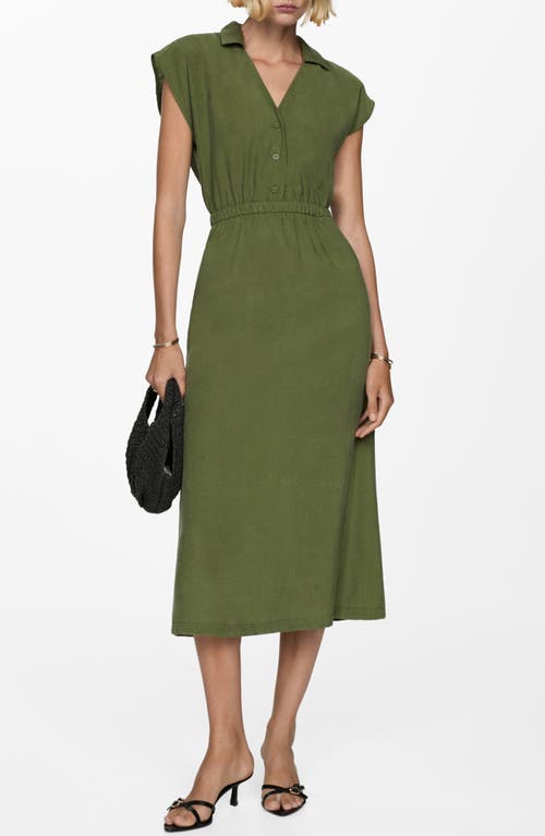 MANGO MANGO BUTTON MIDI DRESS 