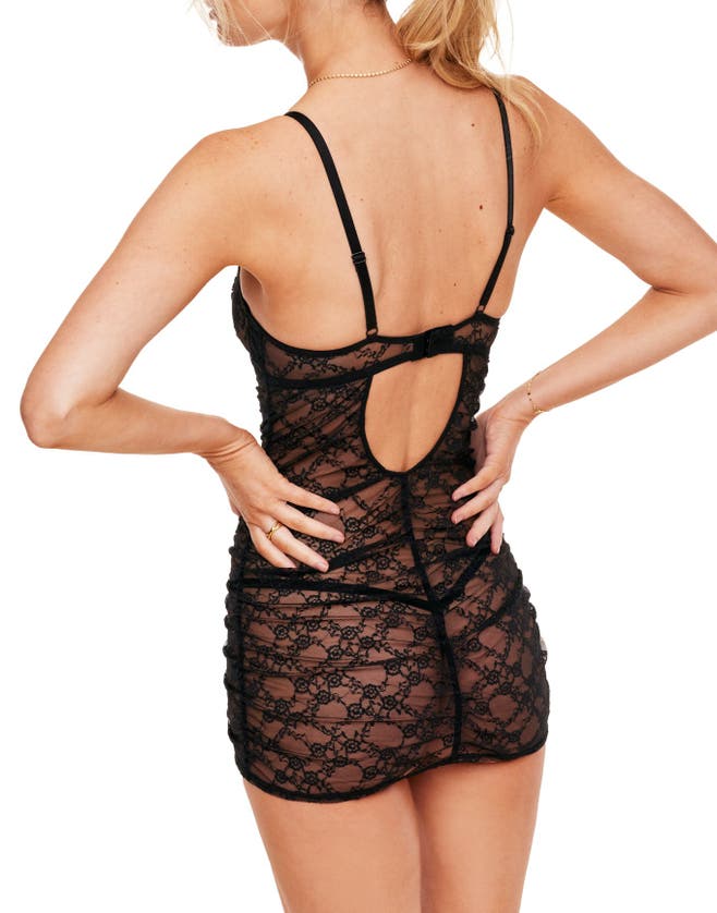 Shop Adore Me Cheyenne Bodycon Babydoll & G-string Set Lingerie In Black