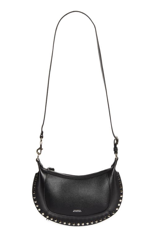 Isabel Marant Oskan Moon Leather Shoulder Bag in Black/Silver at Nordstrom