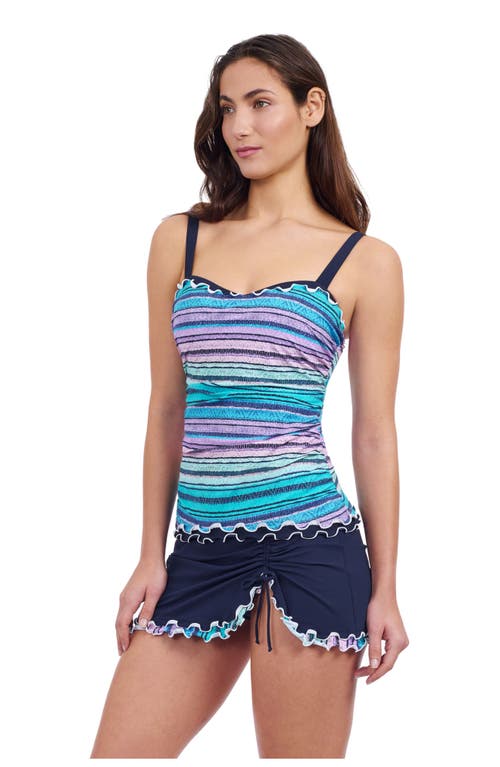 Profile By Gottex Harmony Underwire D Cup Ruched Tricolore Tankini In Blue Multi