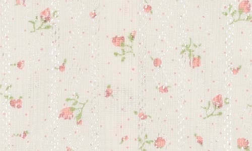 Maniere Floral Cotton Pointelle Footie In Pink