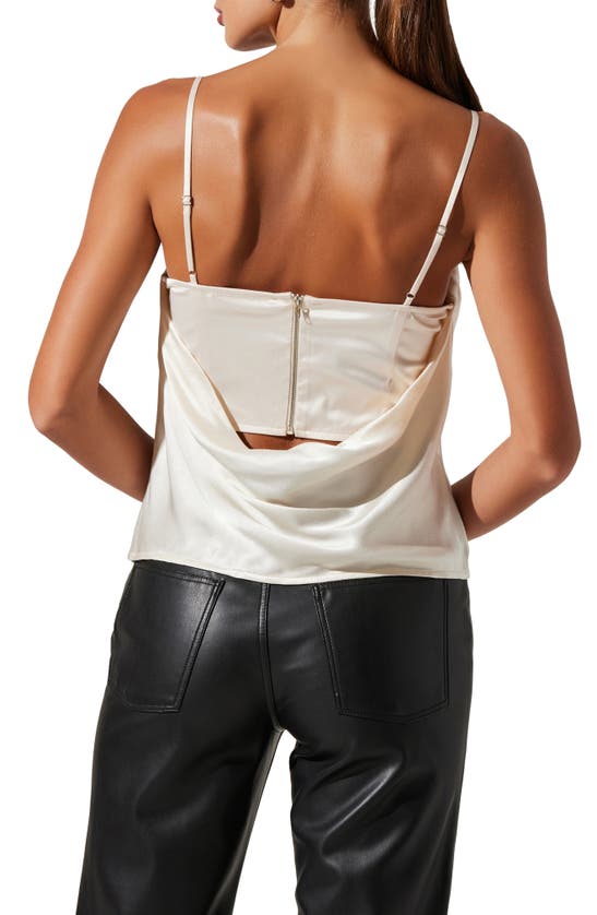 Shop Astr Layered Cowl Neck Corset Satin Camisole In Ivory