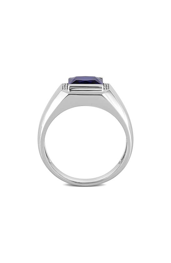 Delmar Lab Created Sapphire & Diamond Ring In Blue