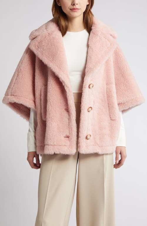 Max Mara Aleggio Alpaca Blend Teddy Cape Jacket in Pink at Nordstrom, Size Medium