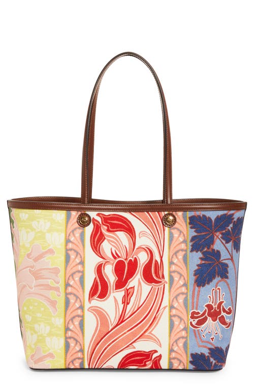 Shop Etro Essential Print Canvas Tote In Blue Multi