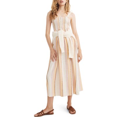 Madewell Smocked Stripe Tank Maxi Dress, Ivory