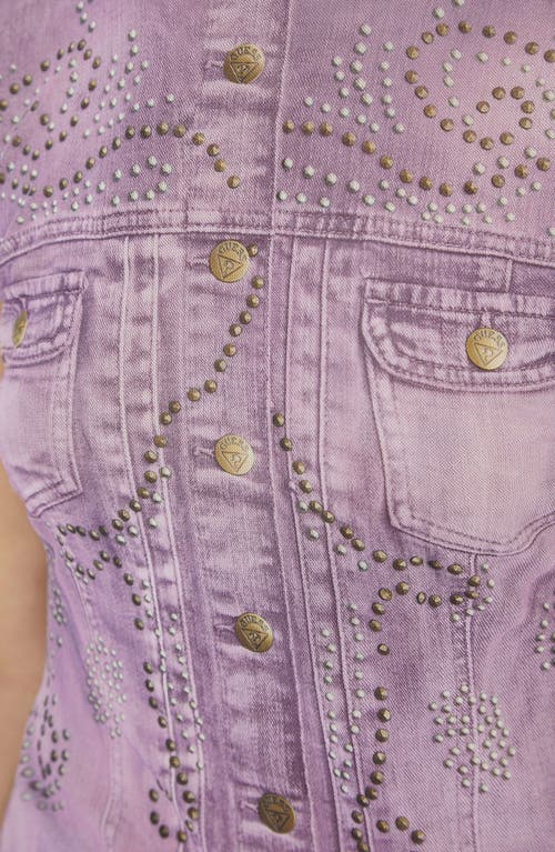 GUESS GUESS STUDDED DENIM TROMPE L'OEIL MESH GRAPHIC T-SHIRT