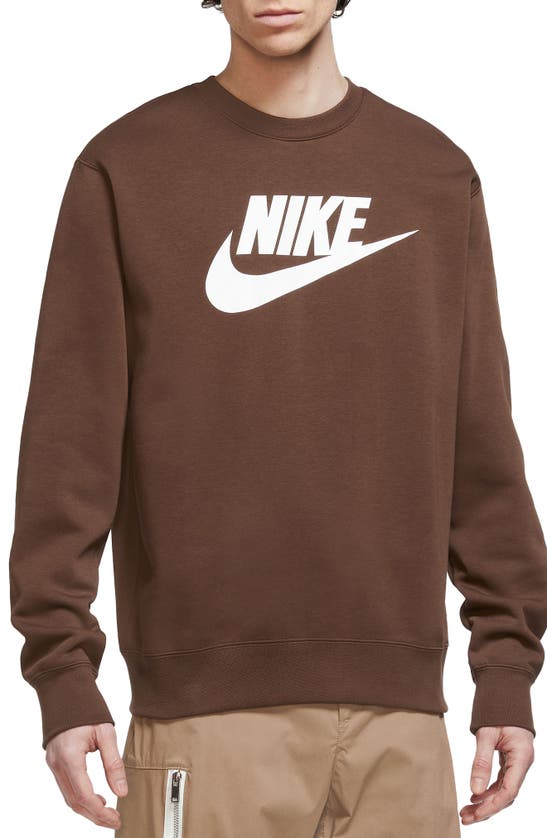 Nike Fleece Graphic Pullover Sweatshirt In Cacao Wow