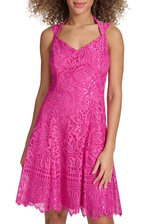 Kensie Corded Lace Mini Dress In Fuchsia