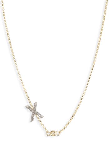 Meshmerise Bezel Diamond Initial Chain Necklace In Yellow-x