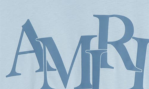 Shop Amiri Staggered Logo Graphic T-shirt In Cerulean