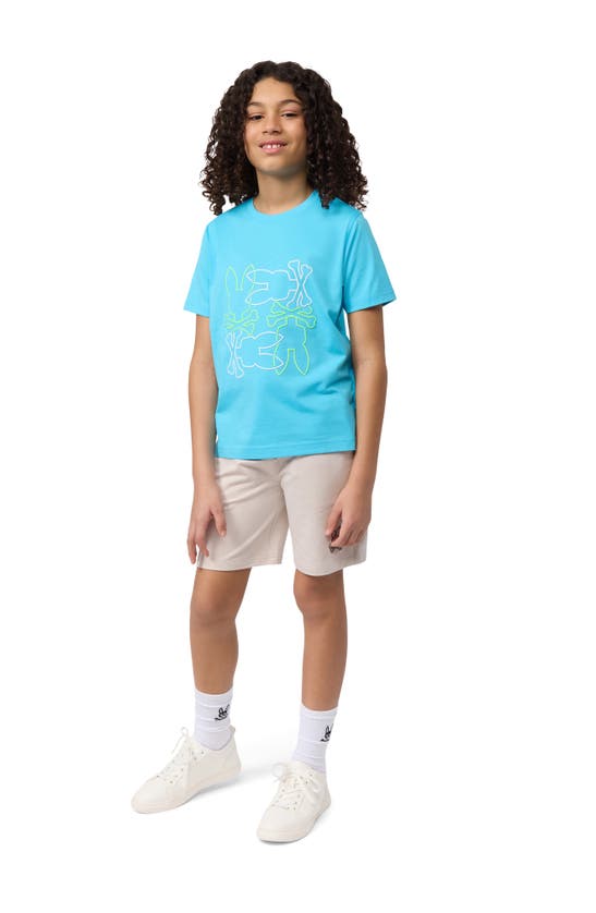 Shop Psycho Bunny Kids' Rodman Cotton Graphic T-shirt In Aquarius