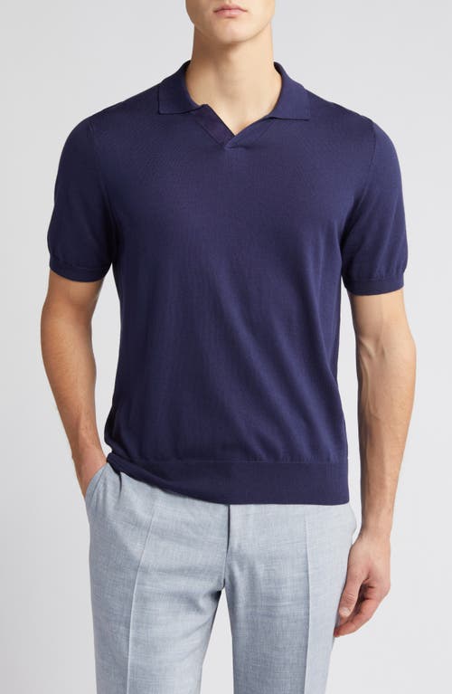 Canali Regular Fit Solid Polo Sweater Navy at Nordstrom, Us