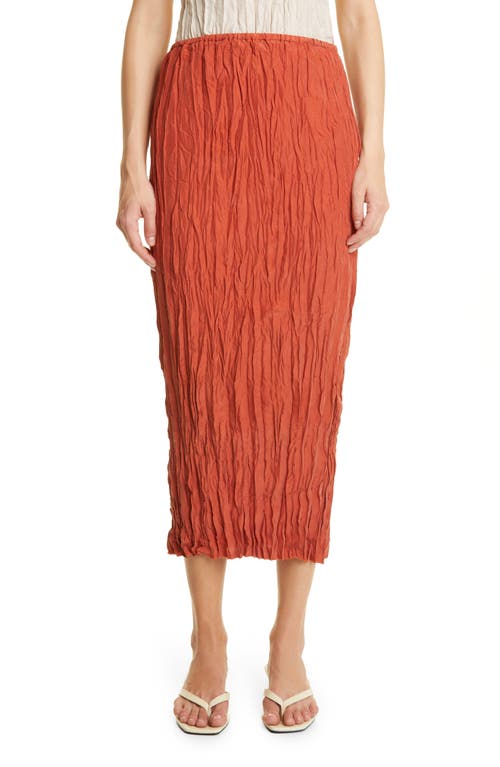 Totême Crinkled Silk Midi Skirt in Bloody Mary