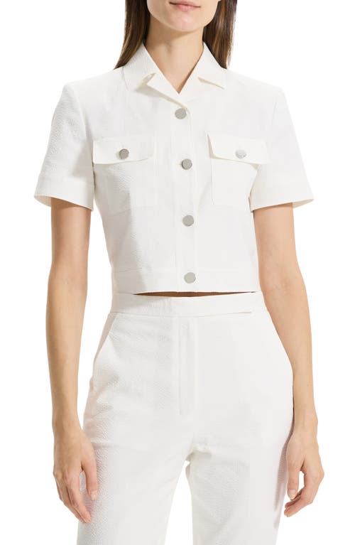 Theory Short Sleeve Crop Jacket White at Nordstrom,