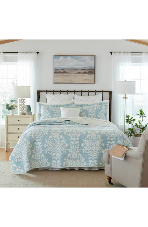 Laura Ashley Rowland Twin Quilt & Sham Set In Breeze Blue