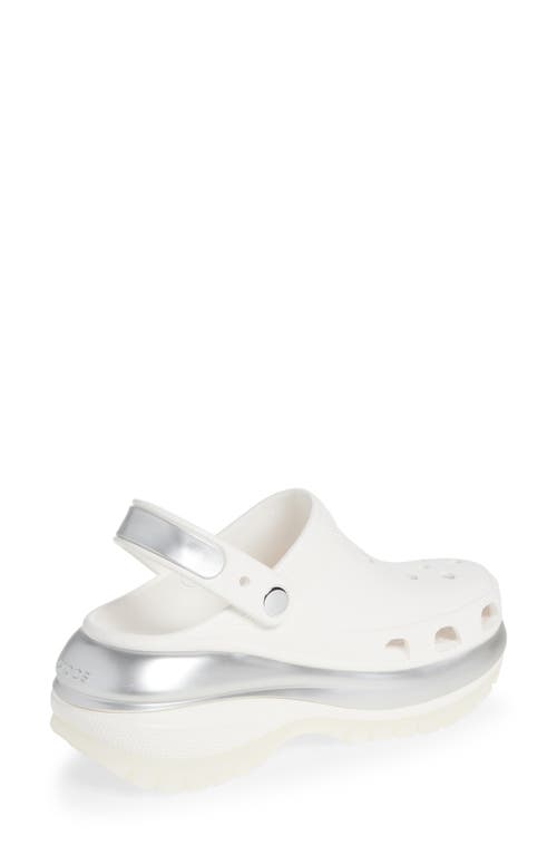 Shop Crocs Mega Crush Metallic Detail Clog In White/silver