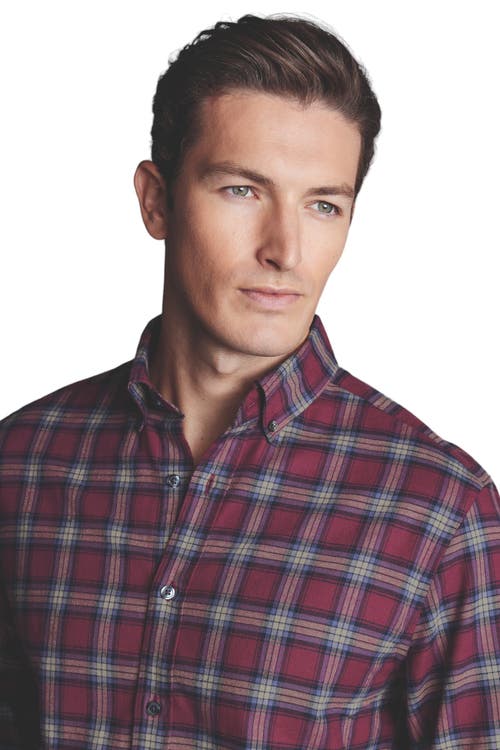 CHARLES TYRWHITT CHARLES TYRWHITT SLIM FIT BUTTON-DOWN COLLAR BRUSHED FLANNEL CHECK SHIRT