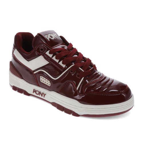 Pony M100 Low Patent Sneakers In Burgundy/off White