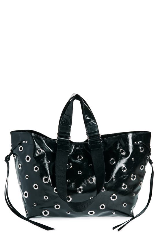 Isabel Marant Wardy Grommet Leather Tote In Black