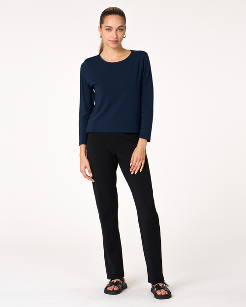 Shop Rebody Active Rebody Essentials Mid Length Long Sleeve Top In Navy