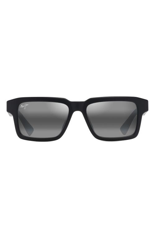 Maui Jim Kahiko 53mm PolarizedPlus2 Gradient Square Sunglasses in Matte Black at Nordstrom