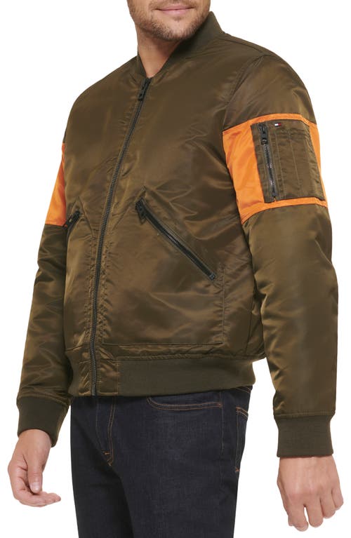 Shop Tommy Hilfiger Water Resistant Quilted Bomber Jacket In Olive