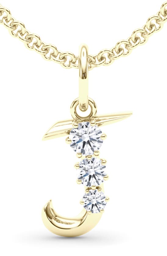 Hautecarat Graduated Lab-created Diamond Initial Letter Pendant Necklace In J - 18k Yellow Gold