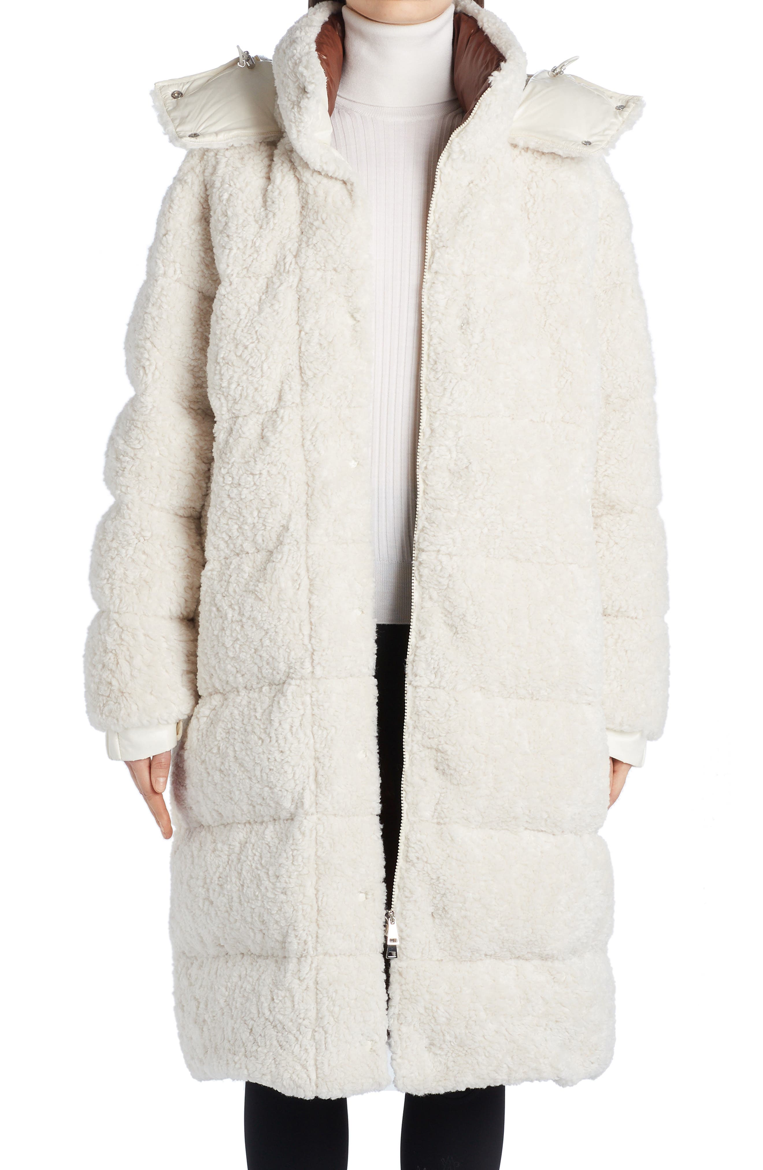 Moncler Hainardia 750 Fill-Power Down Teddy Fleece Parka in Natural at Nordstrom, Size 1