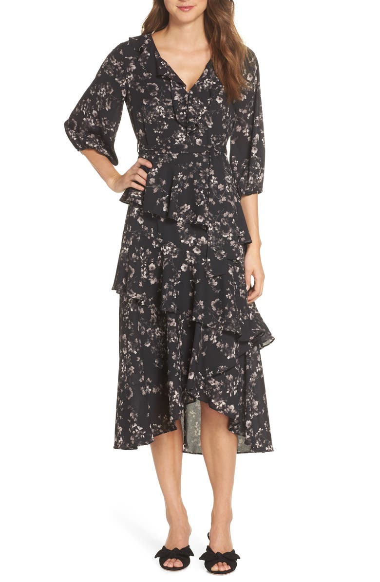 Chelsea28 Ruffle Front Tiered Midi Dress | Nordstrom