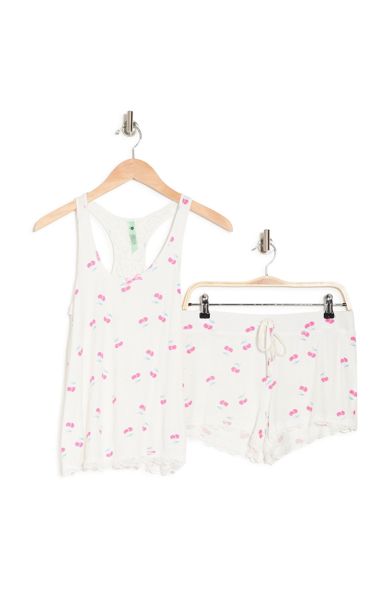 Honeydew Intimates Lace Racerback Tank & Shorts 2-piece Pajama Set In Ivorycherries