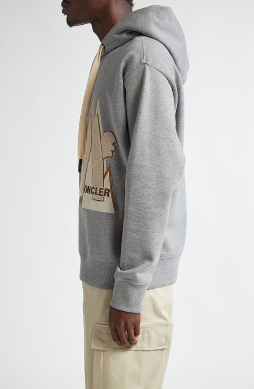 Shop Moncler Logo Appliqué Hoodie In Light Grey