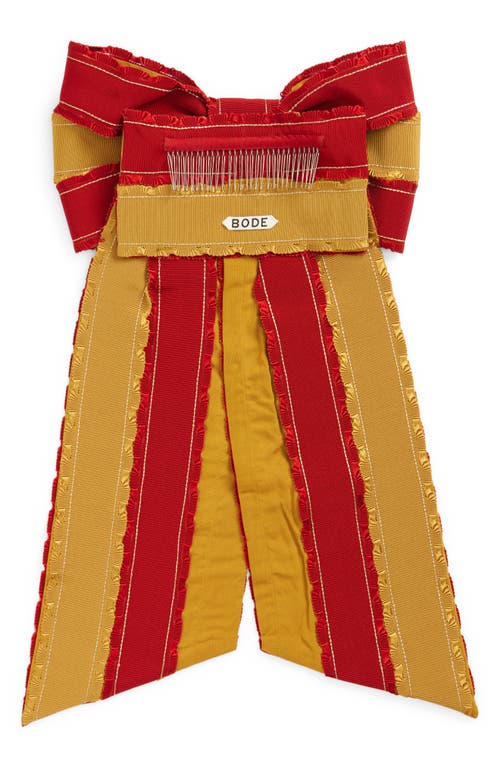 Bode Red & Yellow Winner's Sash Bevel Bow Barrette In Red Yellow