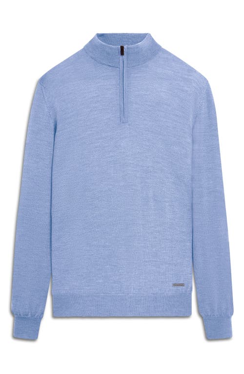 Shop Bugatchi Merino Wool Quarter Zip Pullover In Air Blue