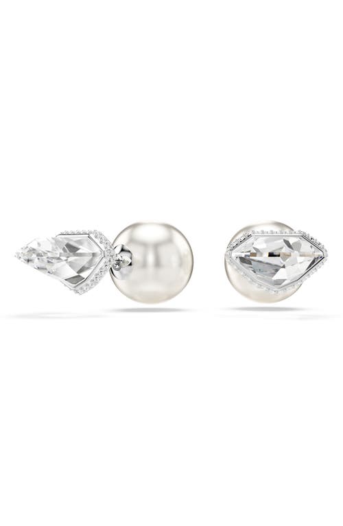 Swarovski Lucent Stud Earrings In White/silver